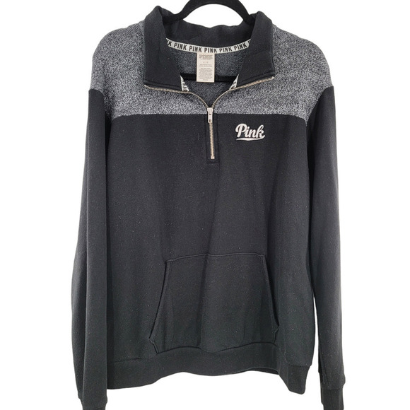 VS PINK Quarter Zip Pullover Sweater Size L - Picture 1 of 3